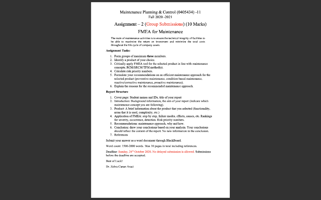 make sure1500- 2000 words. Maintenance Planning &