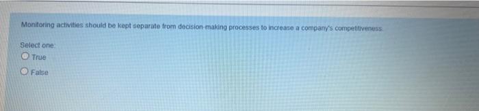 Monitoring activities should be kept separate