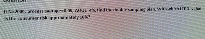 If N=2000, process average =0.05,AOQL=4%, find