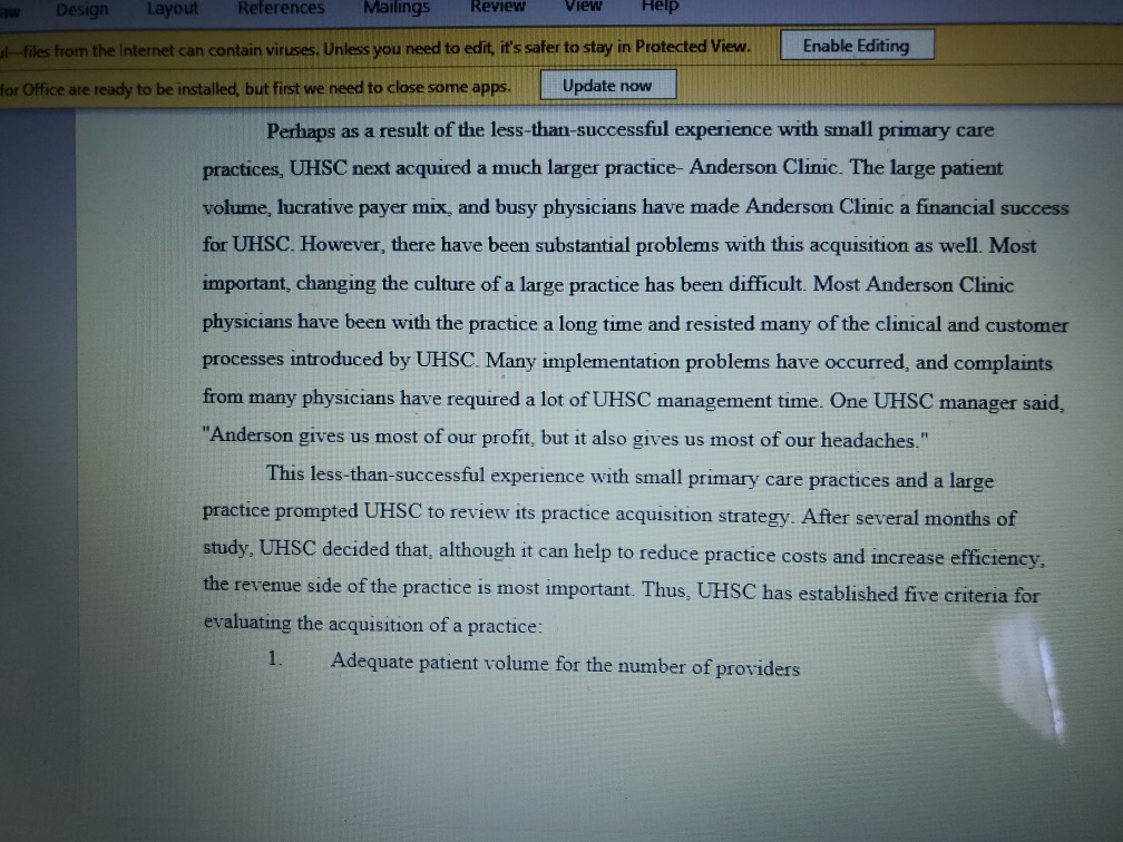 Case Study 4 Unit 8 - Sooner Clinics United