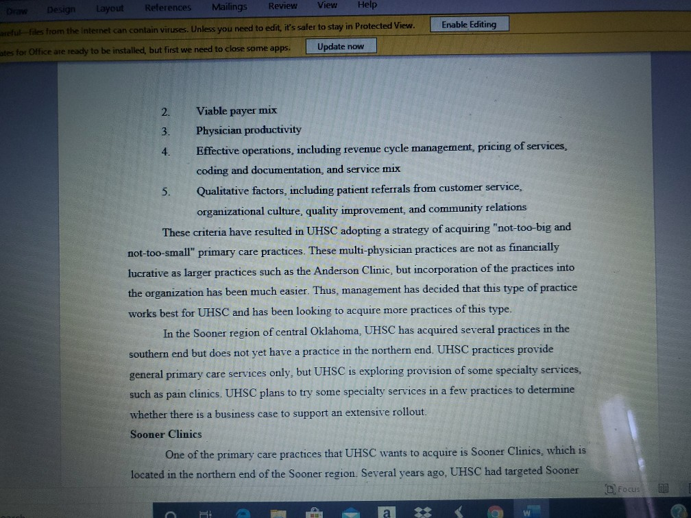 Case Study 4 Unit 8 - Sooner Clinics United