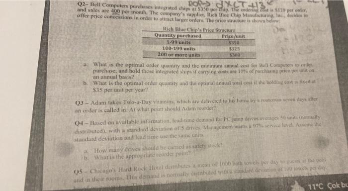 Q2- Bell Computers purchases integatcd chips ar