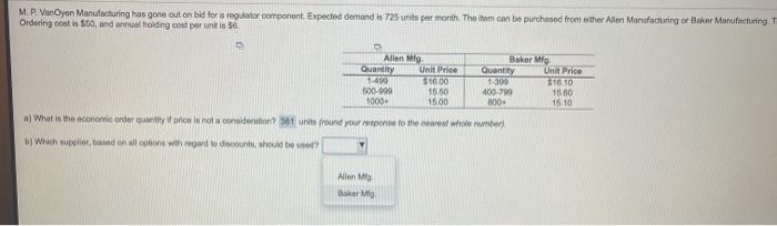 M.P. VanOyen Manufacturing has gone out on bid