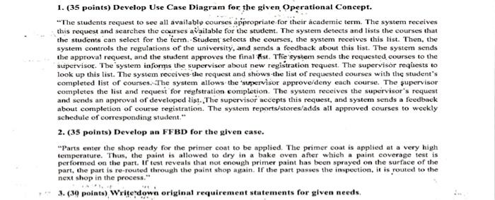 1. (35 points) Develop Use Case Diagram for the