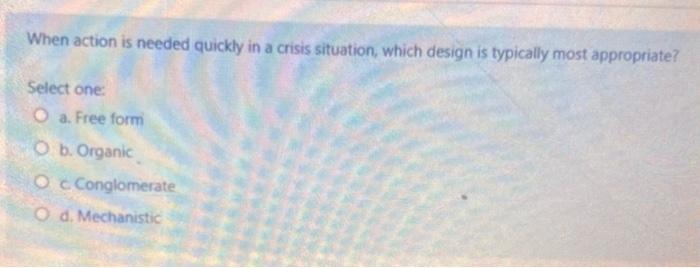 When action is needed quickly in a crisis