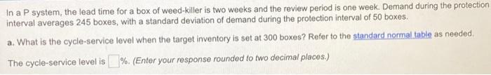 Question help In a P system, the lead time for a