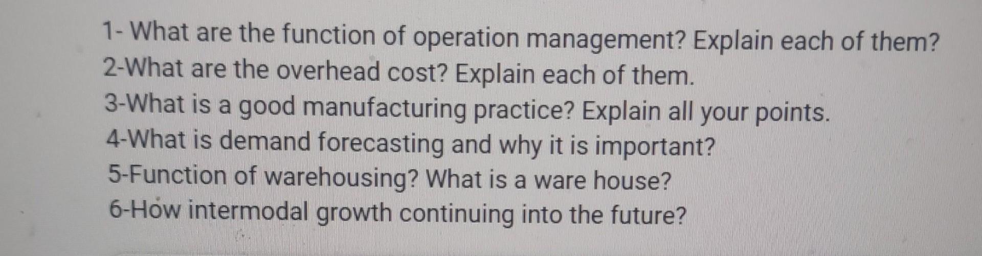 1- What are the function of operation management?