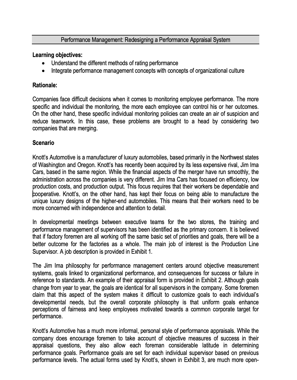 Performance Management: Redesigning a Performance