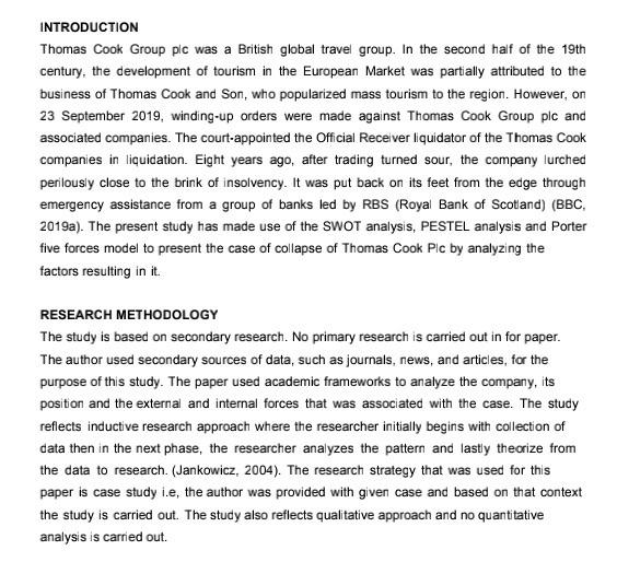 Thomas Cook Case Study Report (Mini Activity #1)