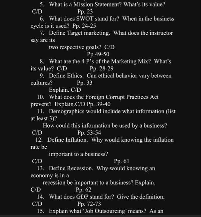 5. What is a Mission Statement? What's its value?