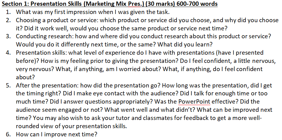 Self Reflection Diary, reflecting on what you