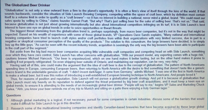 The Globalized Beer Drinker "Globalization is not