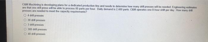 C&M Machining is developing plans for a dedicated