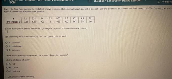 SCM Question 10, Instructor-created question