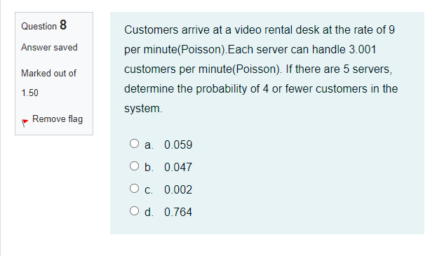 \begin{tabular}{|l|l} \hline Question 8 Answer