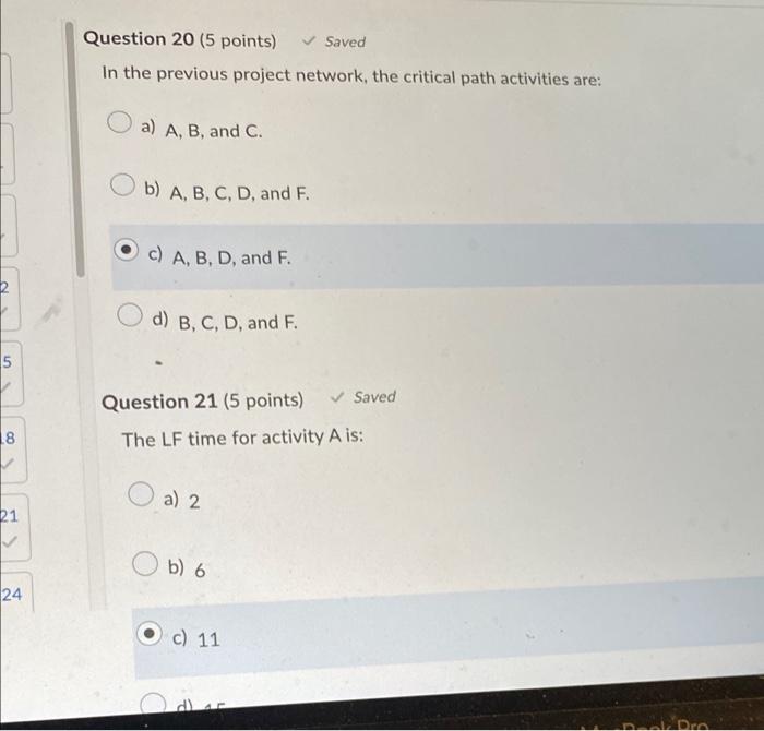 Consider the following project network. Time