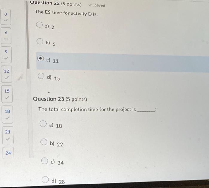 Consider the following project network. Time