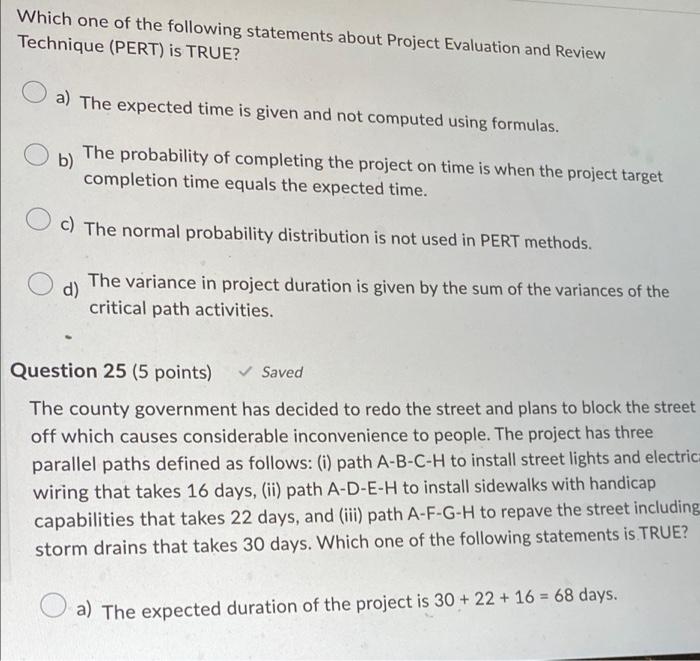 Consider the following project network. Time