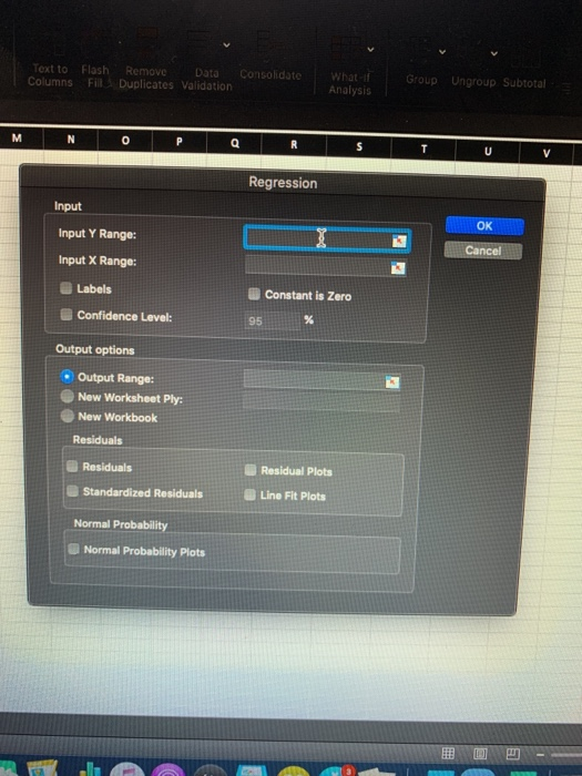 What formula do I have to put in Input Y Range,