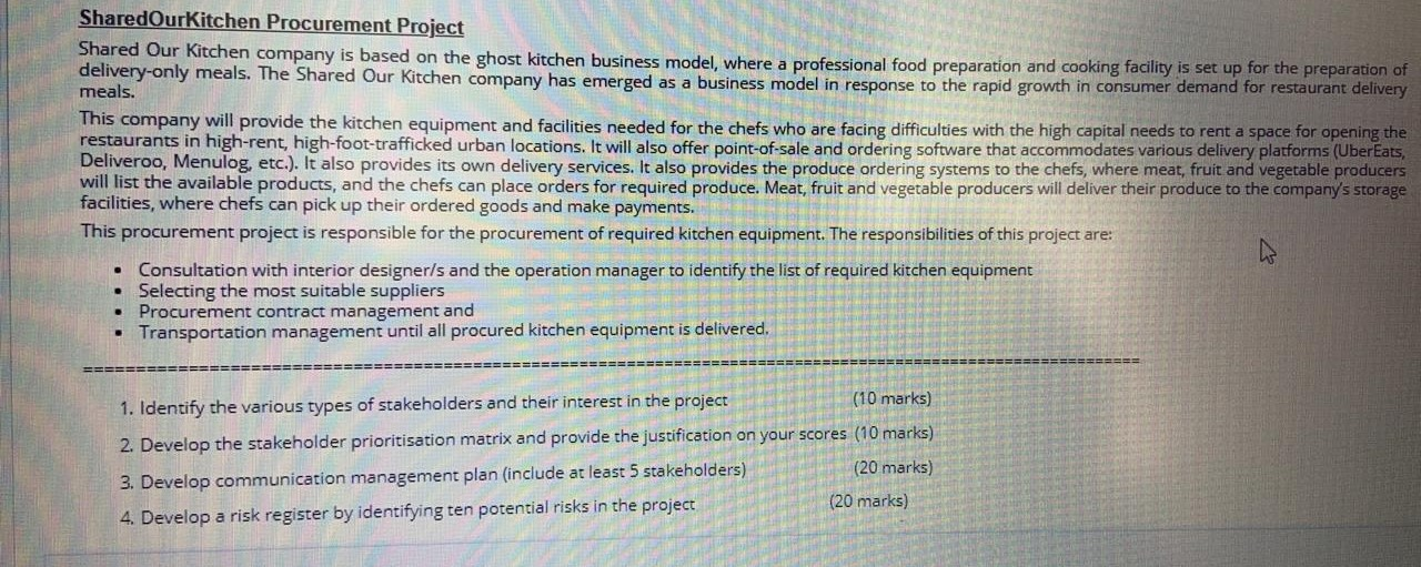 SharedOurKitchen Procurement Project Shared Our