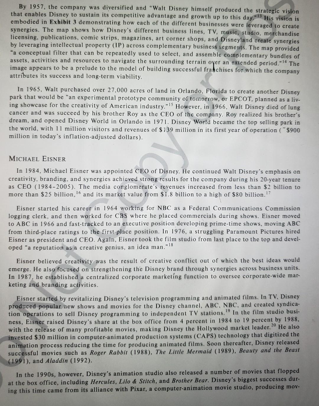 Read the Walt Disney Company 2020 case and