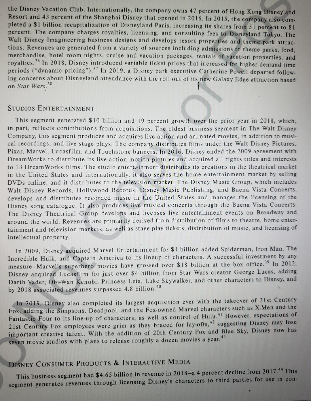 Read the Walt Disney Company 2020 case and