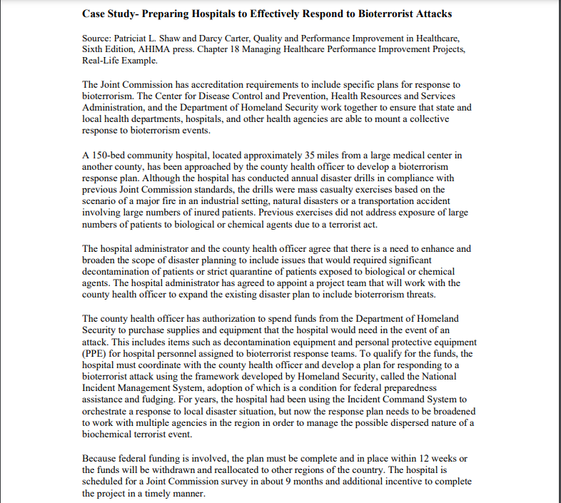 From the case study: Develop a Risk Management