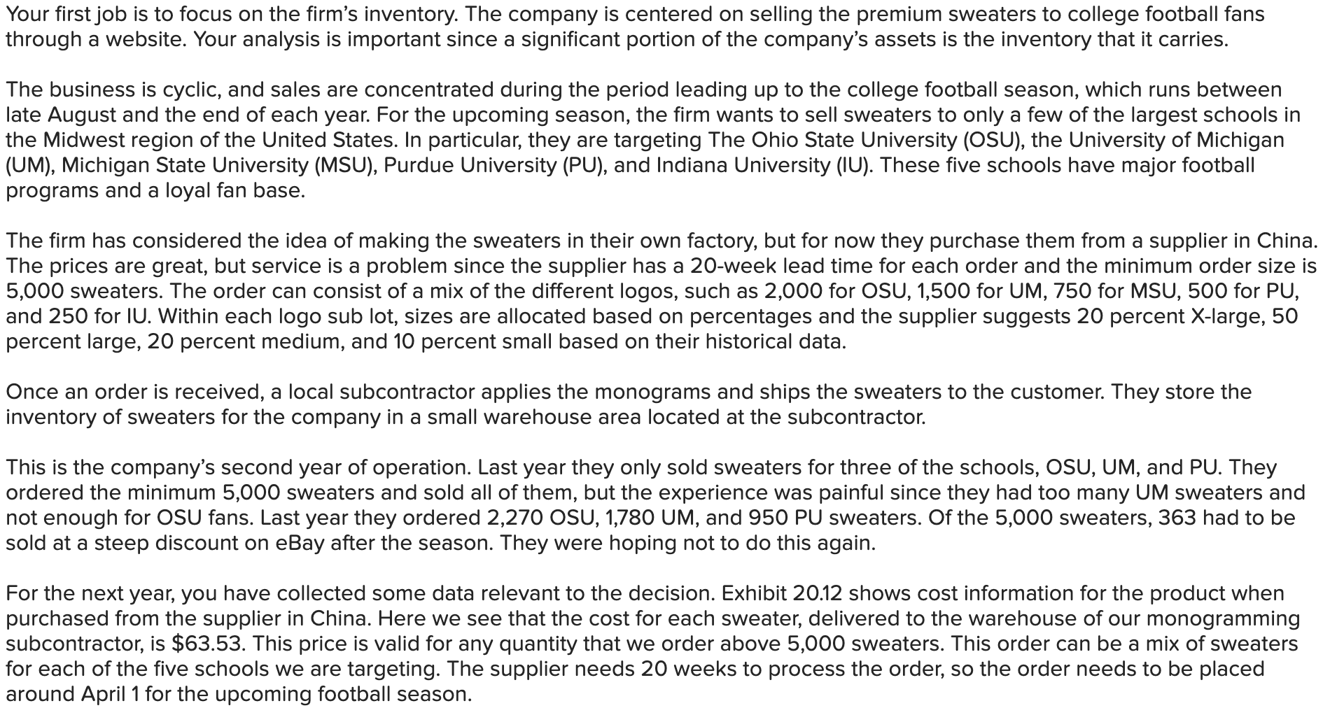 Big10Sweaters.com is a new company started last