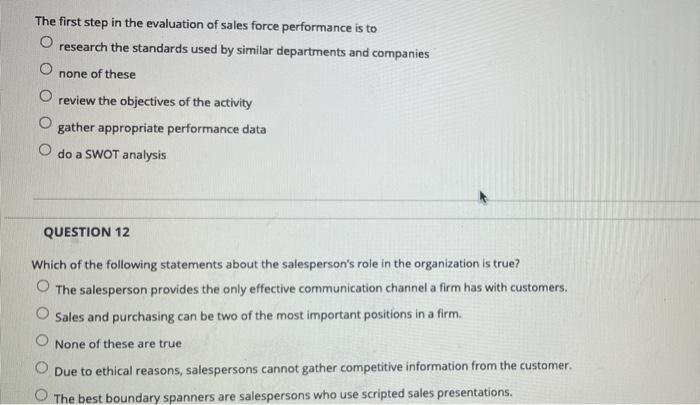 The first step in the evaluation of sales force