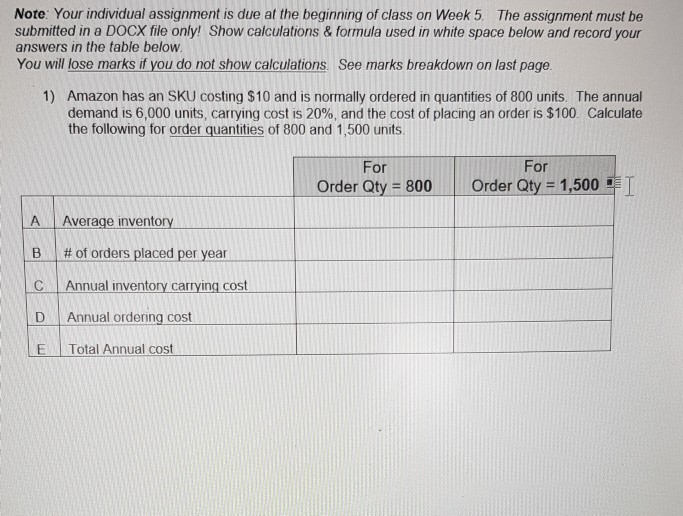 Note: Your individual assignment is due at the