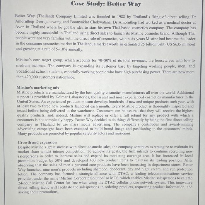 Questions: 1. What are the major considerations