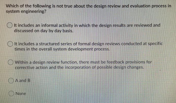 A design review and evaluation function must be