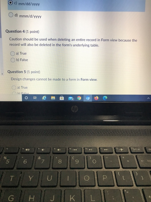 c) mm/dd/yyyy d) mmm/d/yyyy Question 4 (1 point)