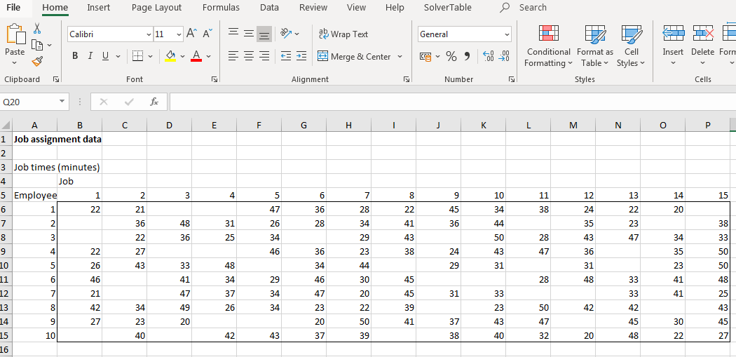 When you answer the questions please use solver