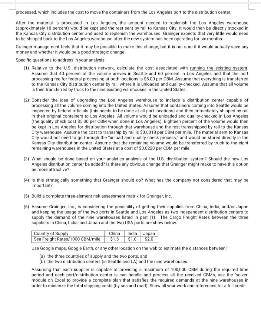 Please Solve Complete W. W. Grainger, Inc., is a