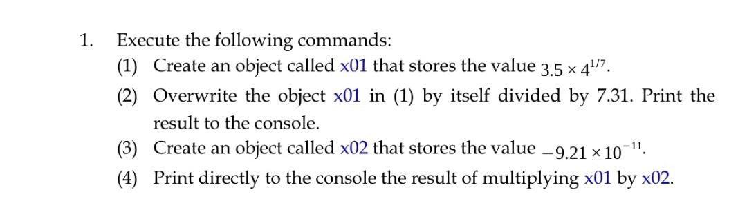 1. Execute the following commands: (1) Create an