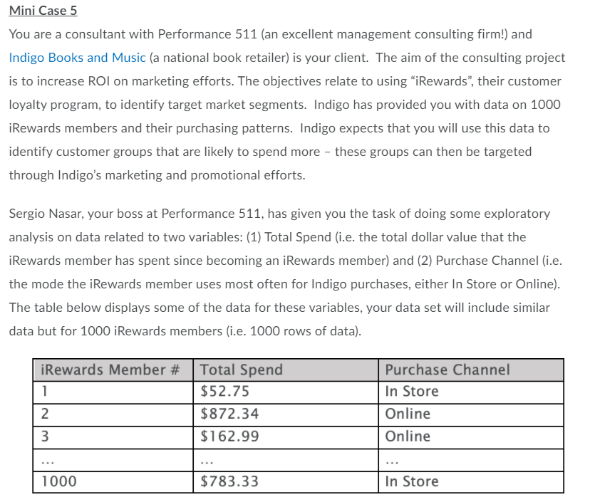 Mini Case 5 You are a consultant with Performance