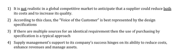 True or false 1) It is not realistic in a global