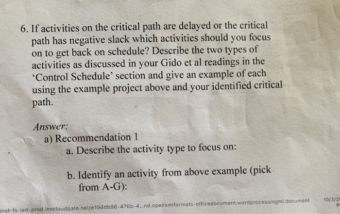 6. If activities on the critical path are delayed