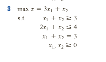 Use the Two-Phase Simplex Algorithm to solve the