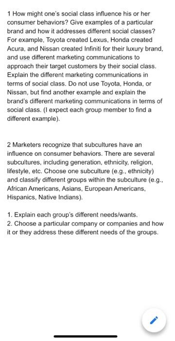 answer all quedtions please 1 How might one's