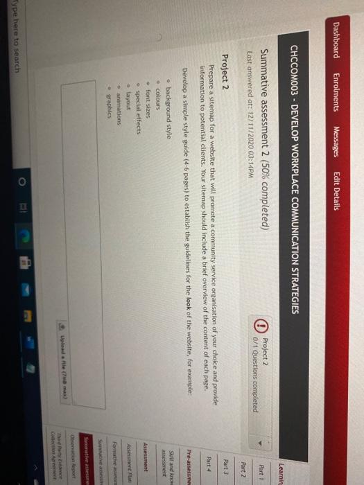 Dashboard Enrolments Messages Edit Details