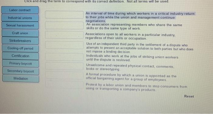 Click and drag the term to correspond with its