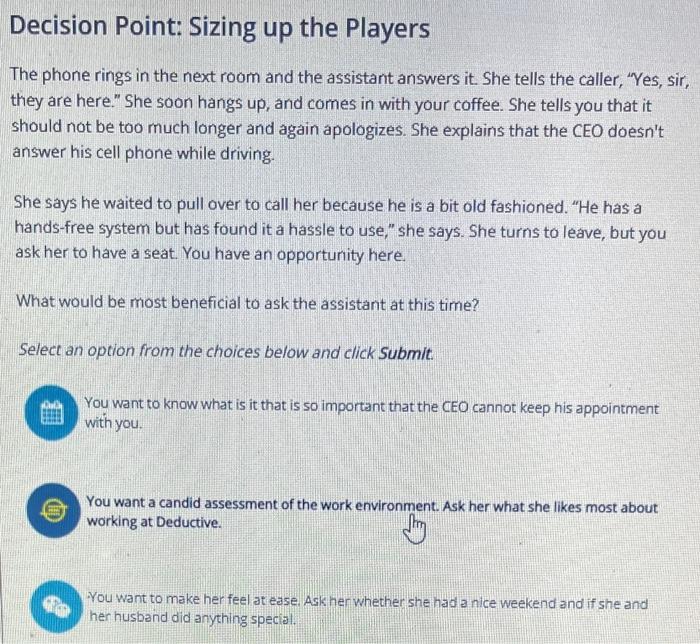 Decision Point: Sizing up the Players The phone