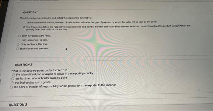 QUESTION 1 Read the following sentences and