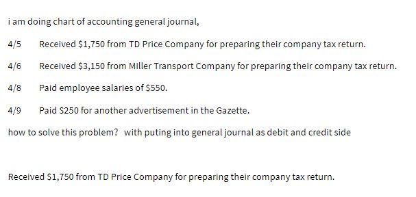 i am doing chart of accounting general journal,