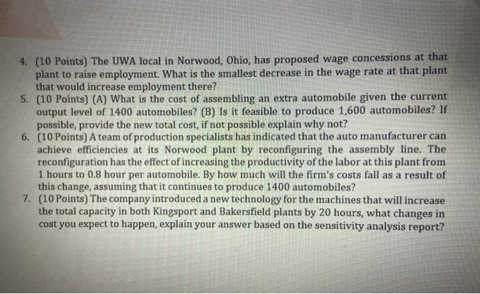 Question 1) Ford has three assembly plants