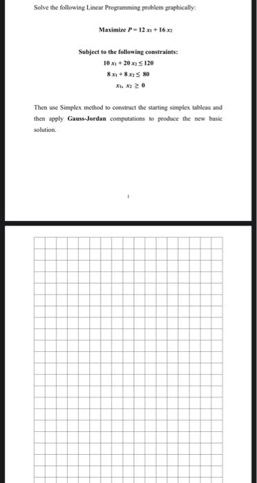 Solve the following Linear Programming problem