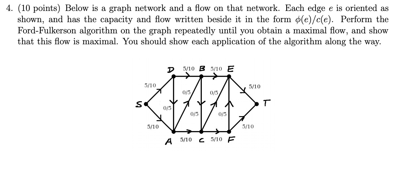 4. (10 points) Below is a graph network and a