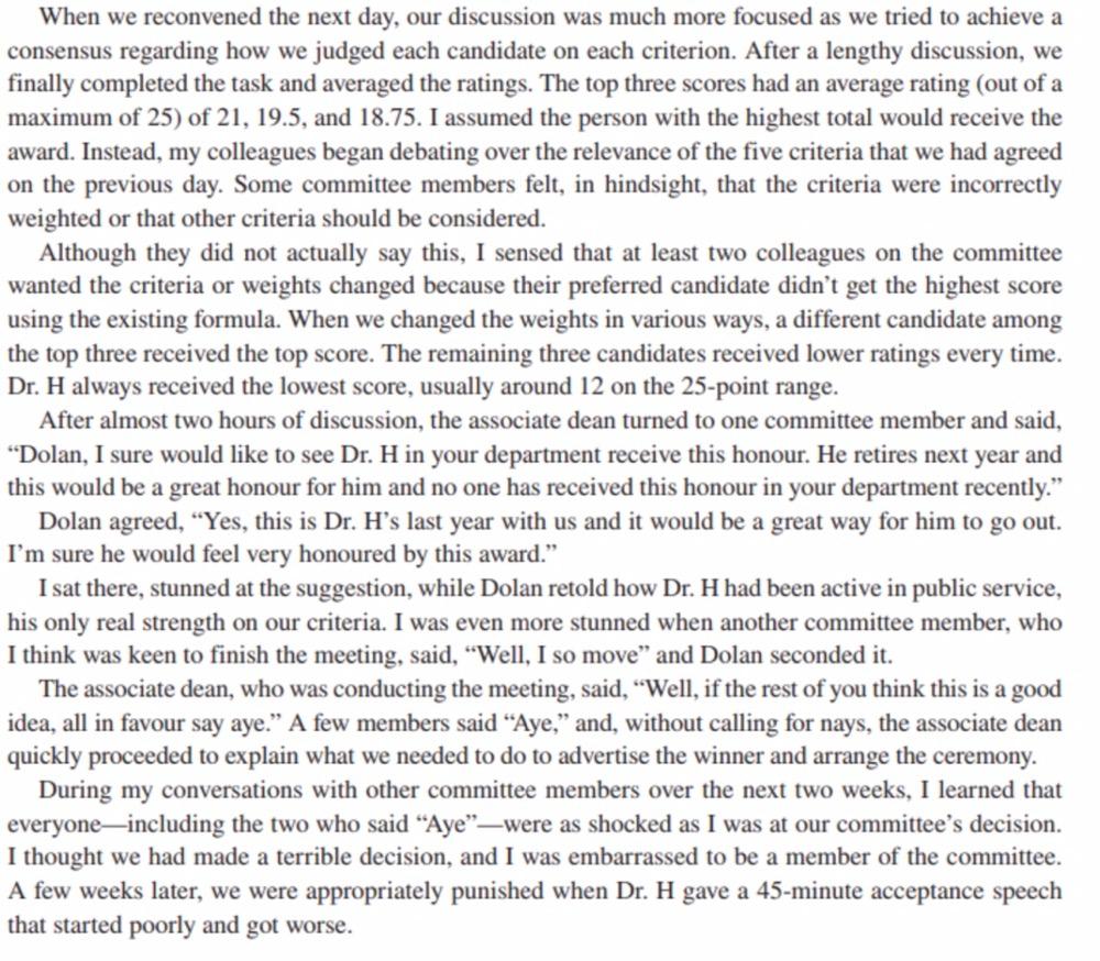 Case 10 THE OUTSTANDING FACULTY AWARD Q1: what